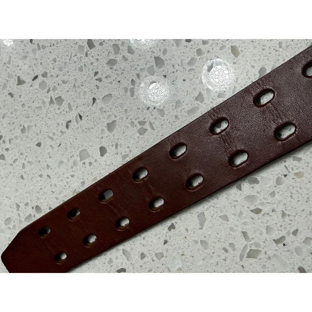 Duluth Trading Co Belt Brown EUC Double Prong Solid Brass  Casual Work 34